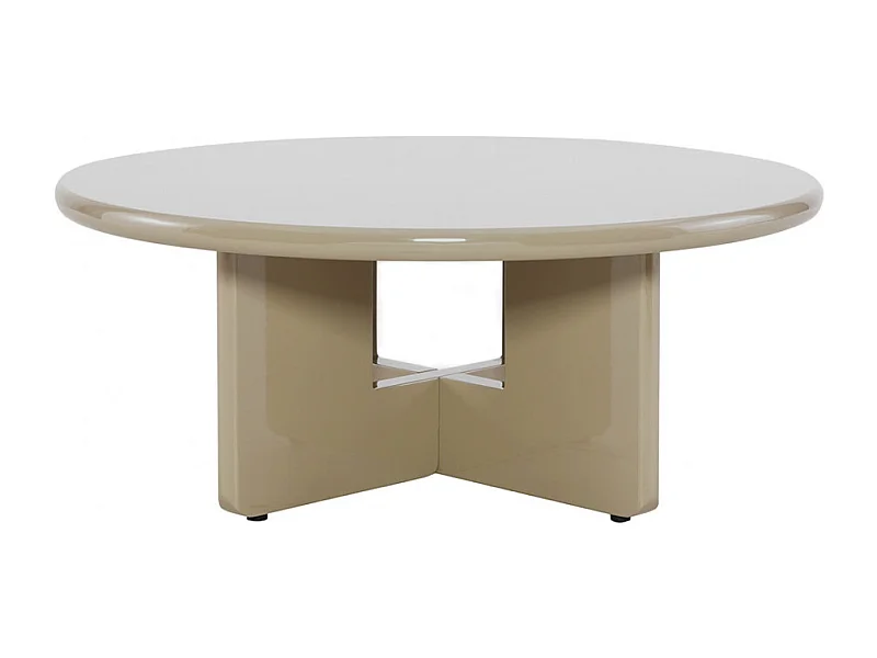 Paloma - Table basse ronde en bois laqué ø80cm - Beige