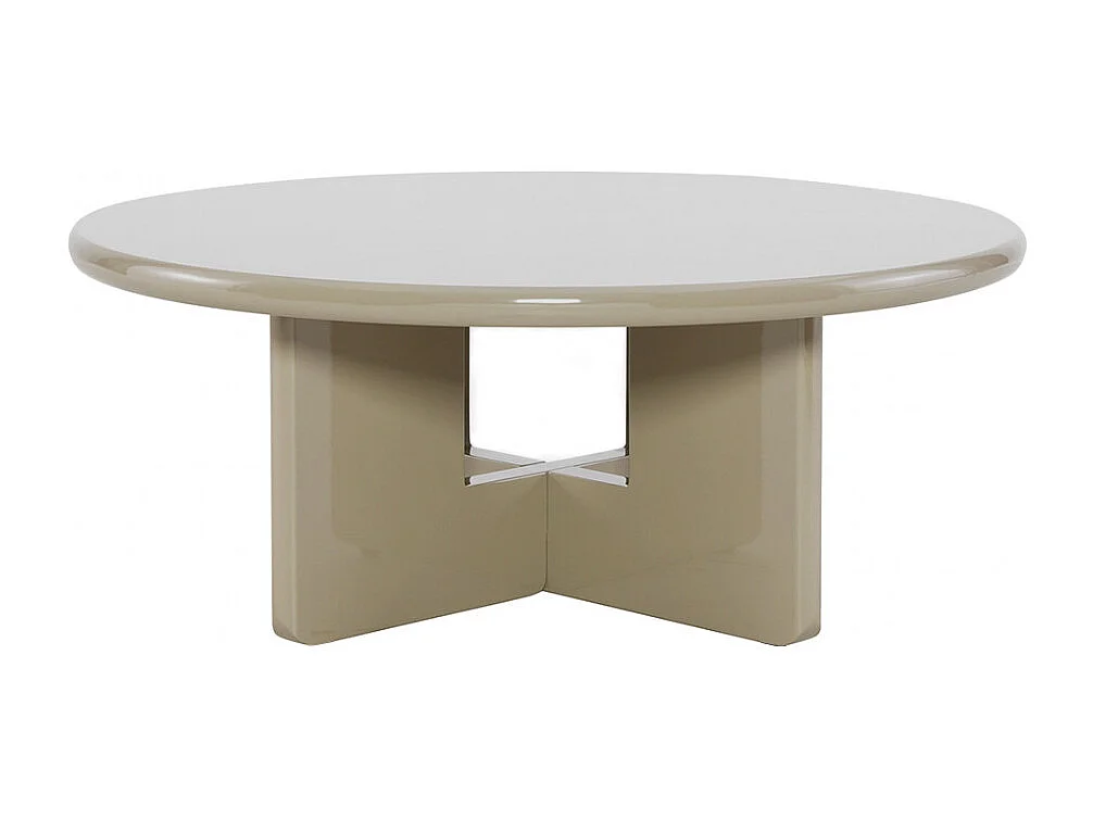 Paloma - Table basse ronde en bois laqué ø80cm - Beige