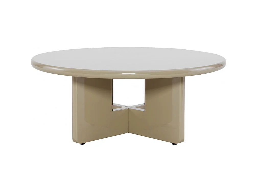 Paloma - Table basse ronde en bois laqué ø80cm - Beige