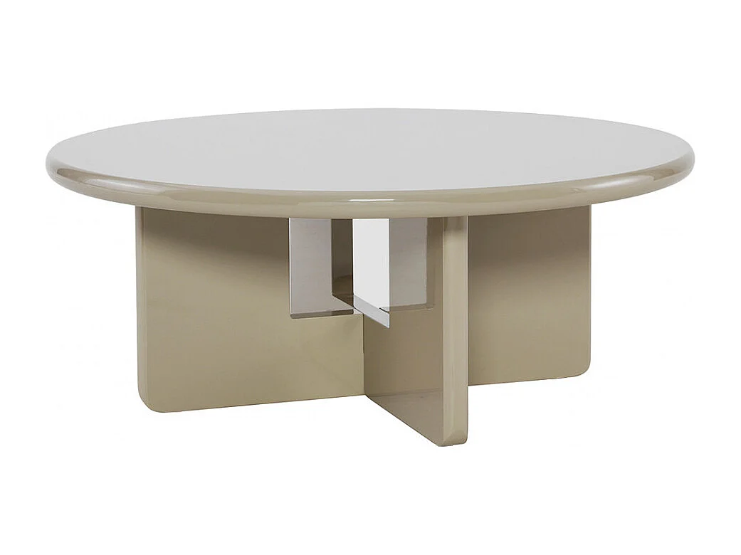 Paloma - Table basse ronde en bois laqué ø80cm - Grège