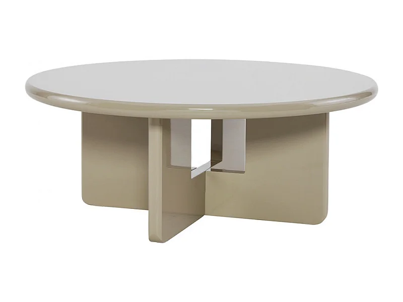 Paloma - Table basse ronde en bois laqué ø80cm - Grège