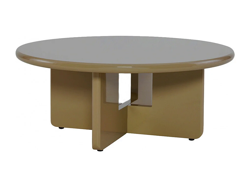 Paloma - Table basse ronde en bois laqué ø80cm - Marron