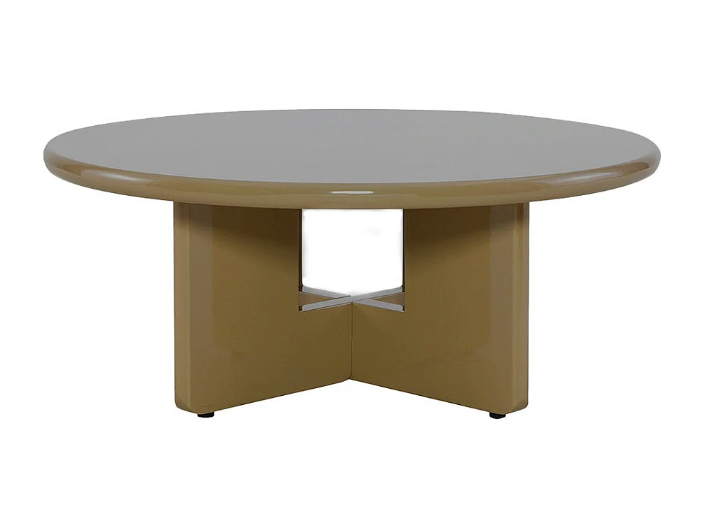 Paloma - Table basse ronde en bois laqué ø80cm - Marron
