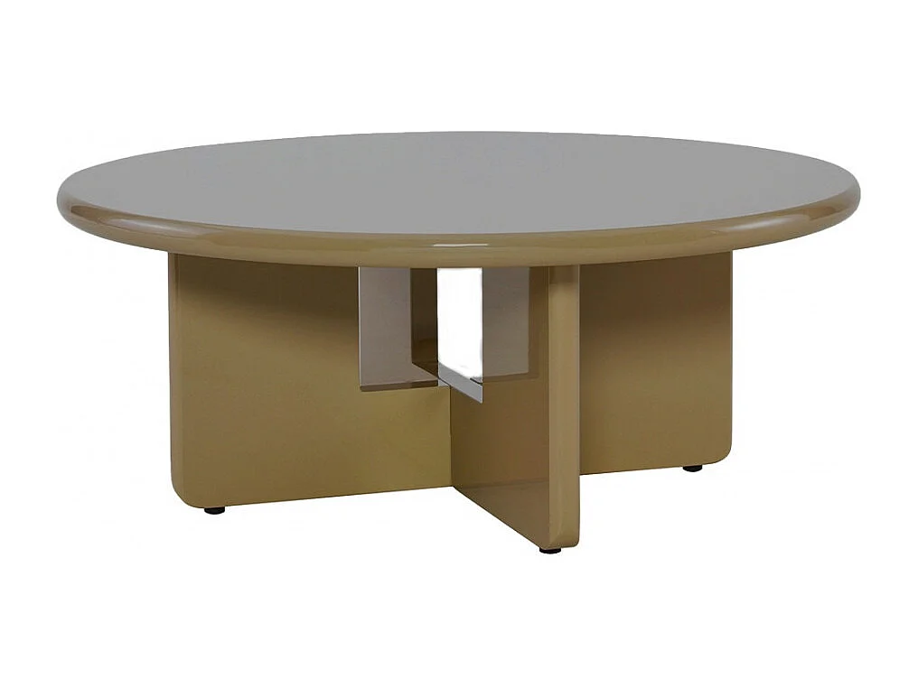 Paloma - Table basse ronde en bois laqué ø80cm - Marron