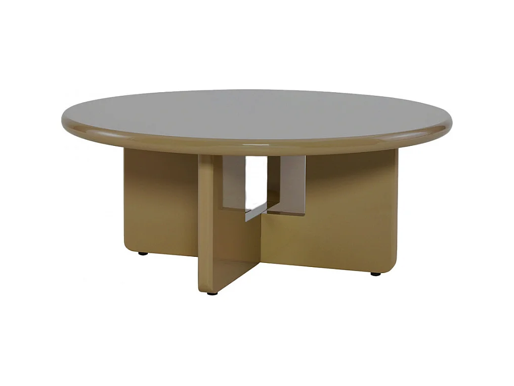 Paloma - Table basse ronde en bois laqué ø80cm - Marron