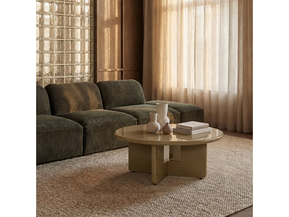 Paloma - Table basse ronde en bois laqué ø80cm - Marron
