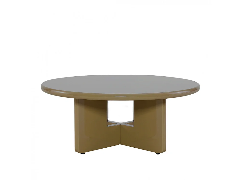 Paloma - Table basse ronde en bois laqué ø80cm - Marron