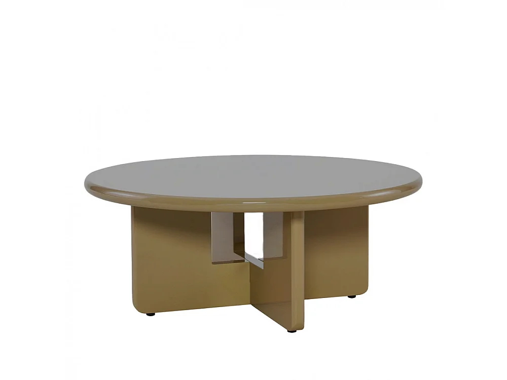 Paloma - Table basse ronde en bois laqué ø80cm - Marron