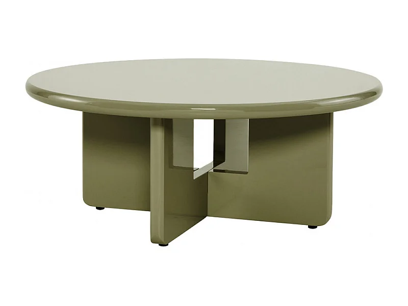 Paloma - Table basse ronde en bois laqué ø80cm - Vert