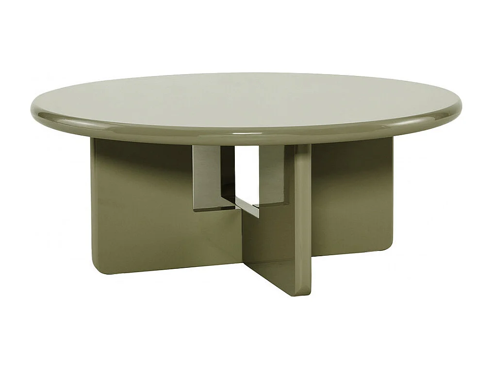 Paloma - Table basse ronde en bois laqué ø80cm - Vert