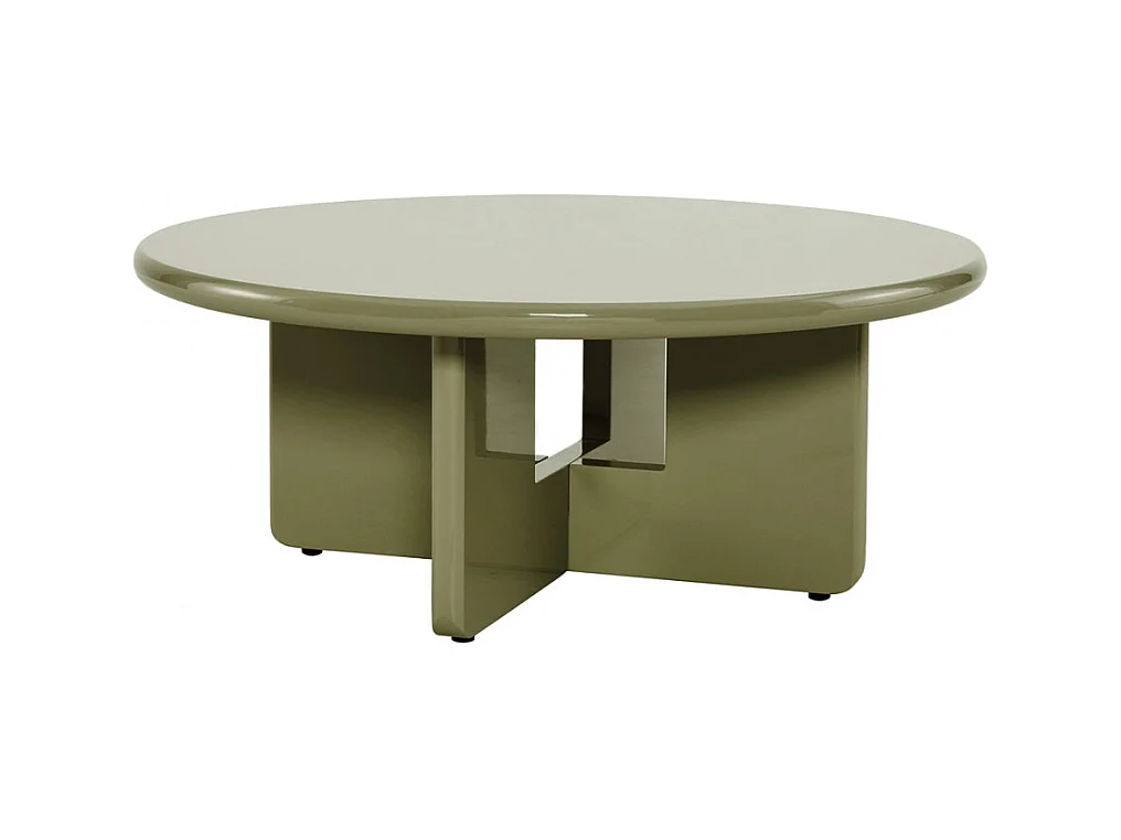 Paloma - Table basse ronde en bois laqué ø80cm - Vert