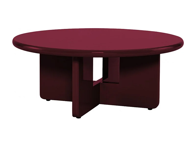 Paloma - Table basse ronde en bois laqué ø80cm - Bordeaux