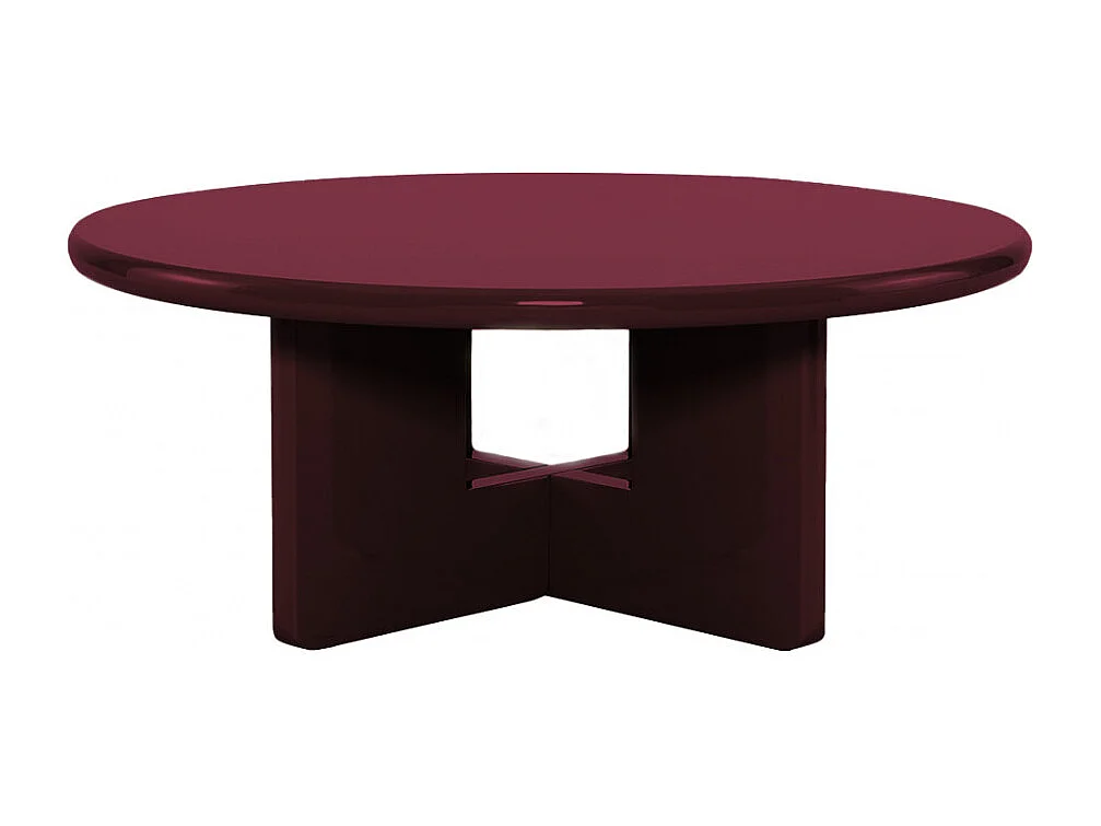 Paloma - Table basse ronde en bois laqué ø80cm - Bordeaux