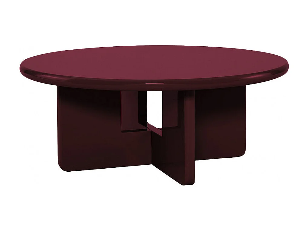 Paloma - Table basse ronde en bois laqué ø80cm - Bordeaux