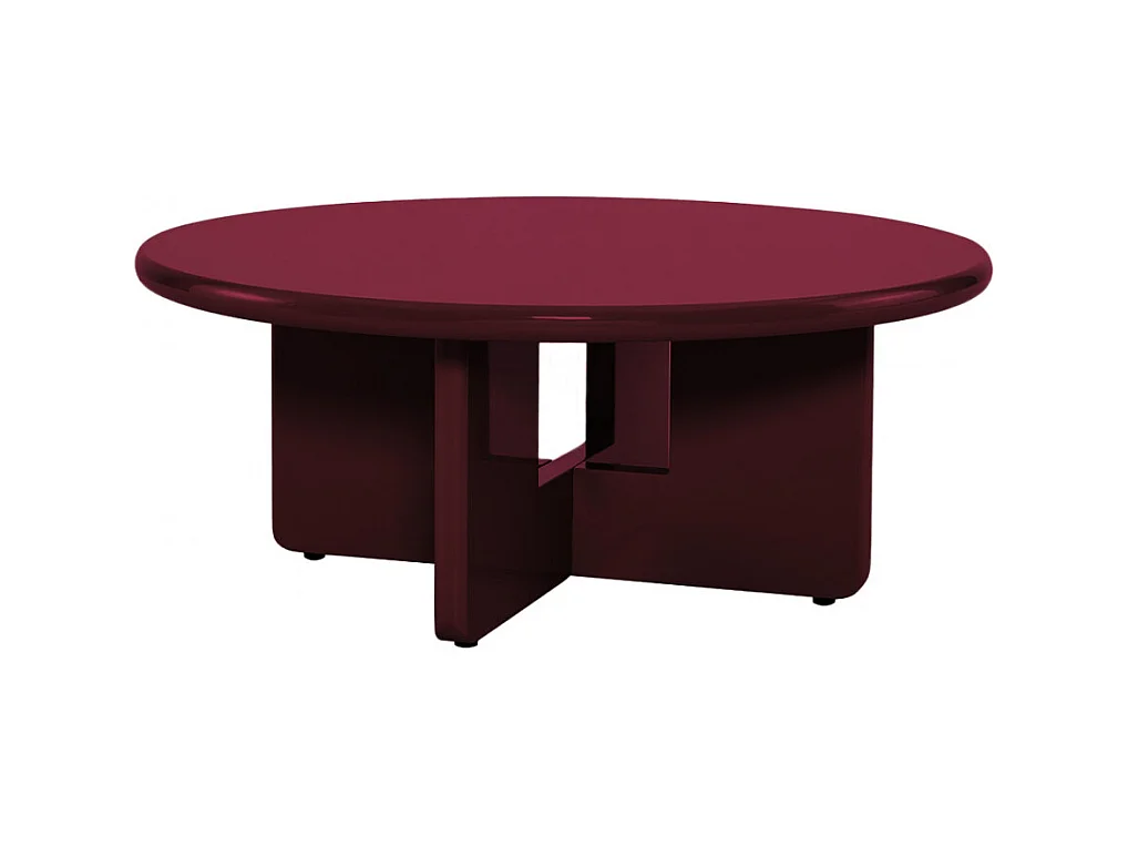 Paloma - Table basse ronde en bois laqué ø80cm - Bordeaux