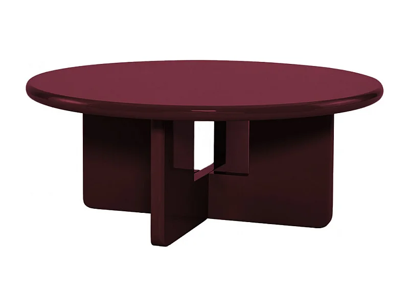 Paloma - Table basse ronde en bois laqué ø80cm - Bordeaux