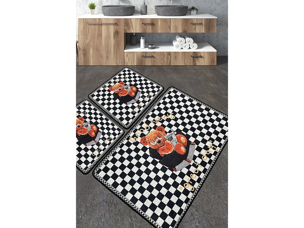 Alfombra de baño Set (3 piezas) Newspaper multicolor