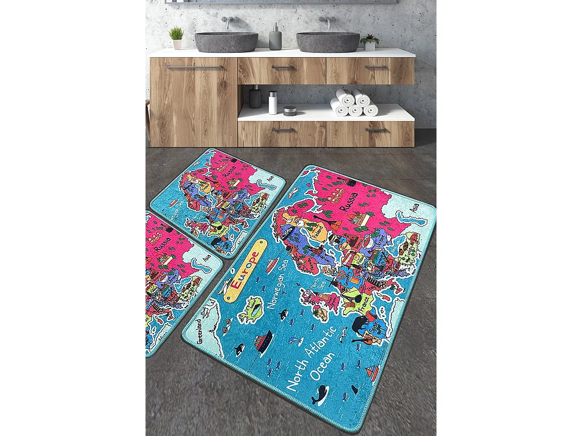Alfombra de baño Set (3 piezas) Carta multicolor