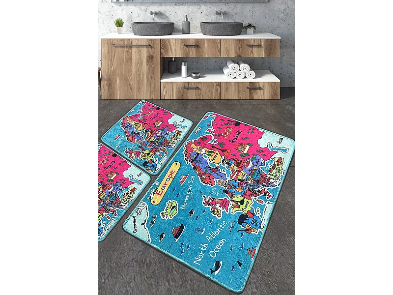 Alfombra de baño Set (3 piezas) Carta multicolor