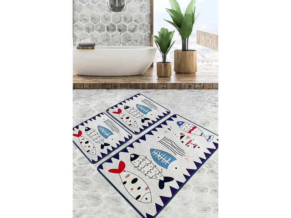 Alfombra de baño Set (3 piezas) Le Poissson Djt multicolor