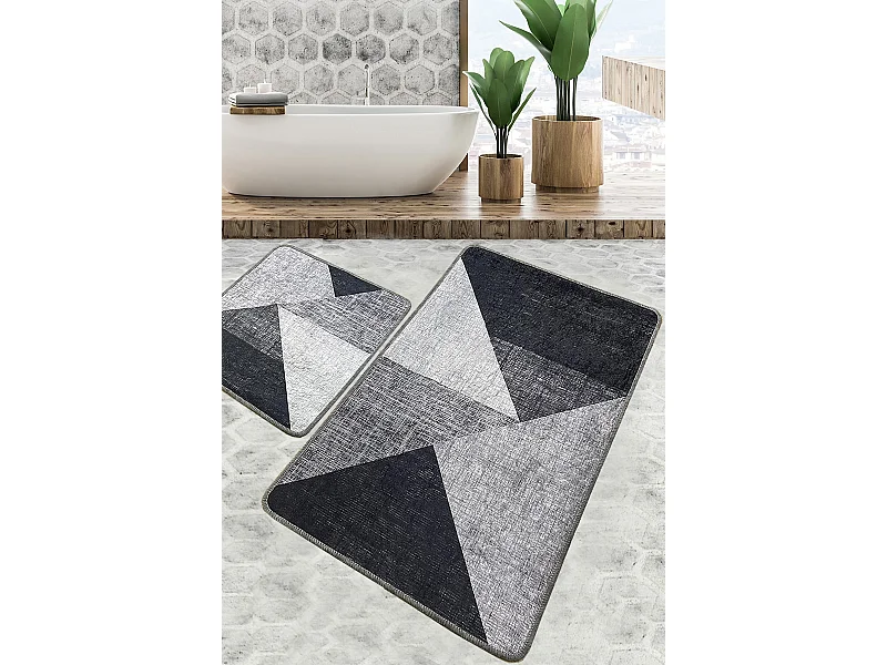 Alfombra de baño Set (2 piezas) Phell v2 gris