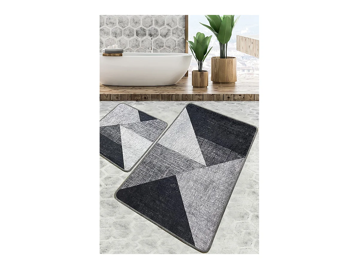 Alfombra de baño Set (2 piezas) Phell v2 gris