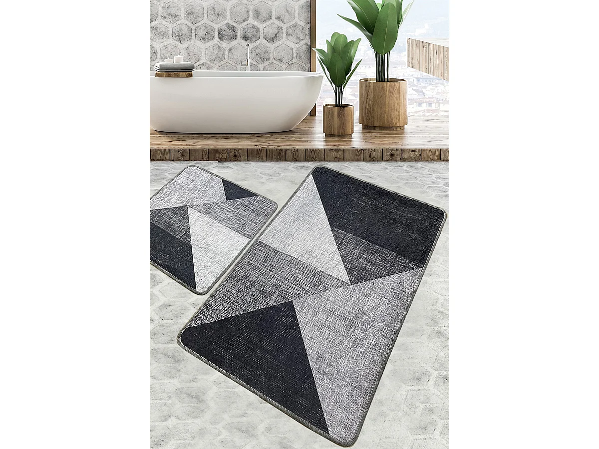 Alfombra de baño Set (2 piezas) Phell v2 gris