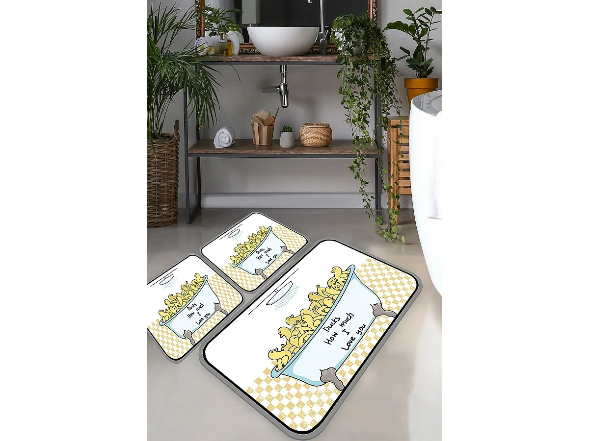 Alfombra de baño Set (3 piezas) Ducks multicolor