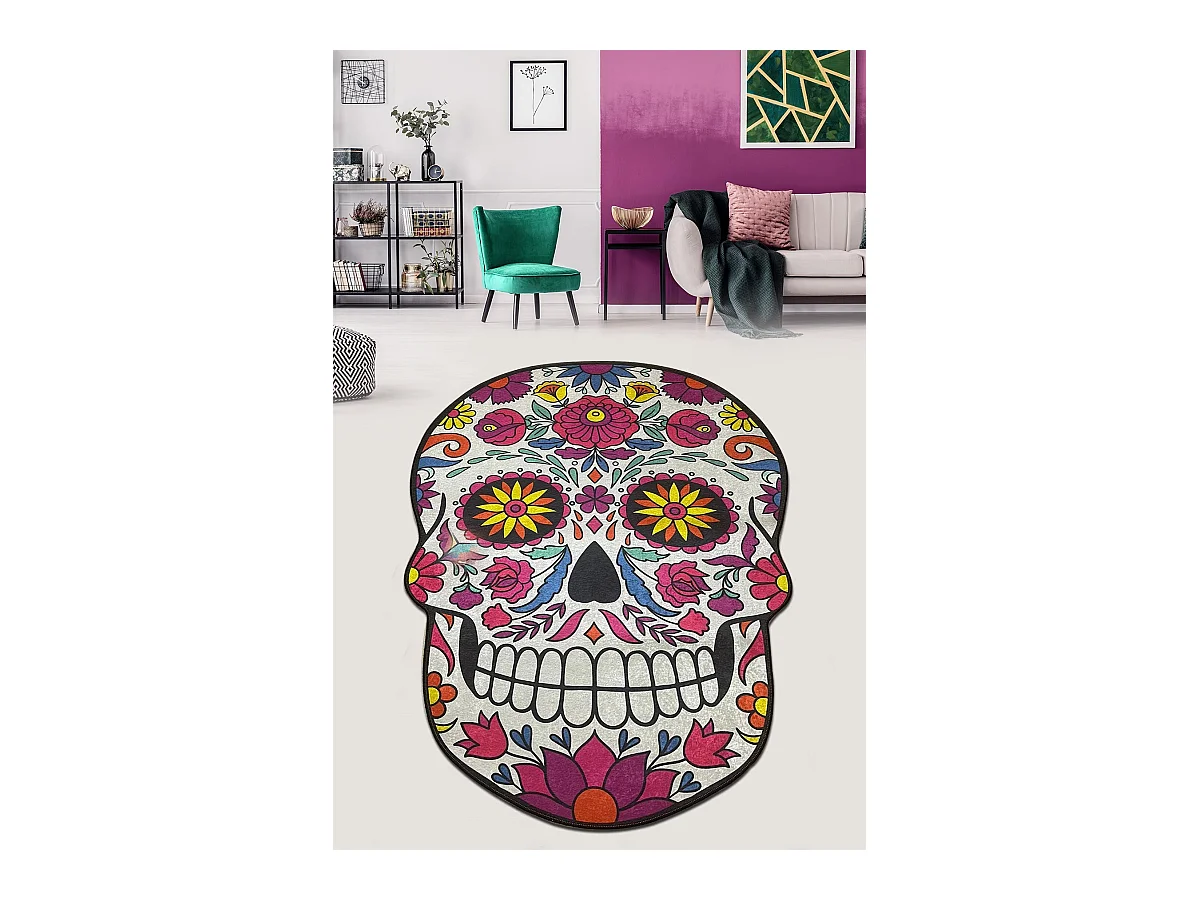 Alfombra de baño Skull Djt (150 x 200) multicolor