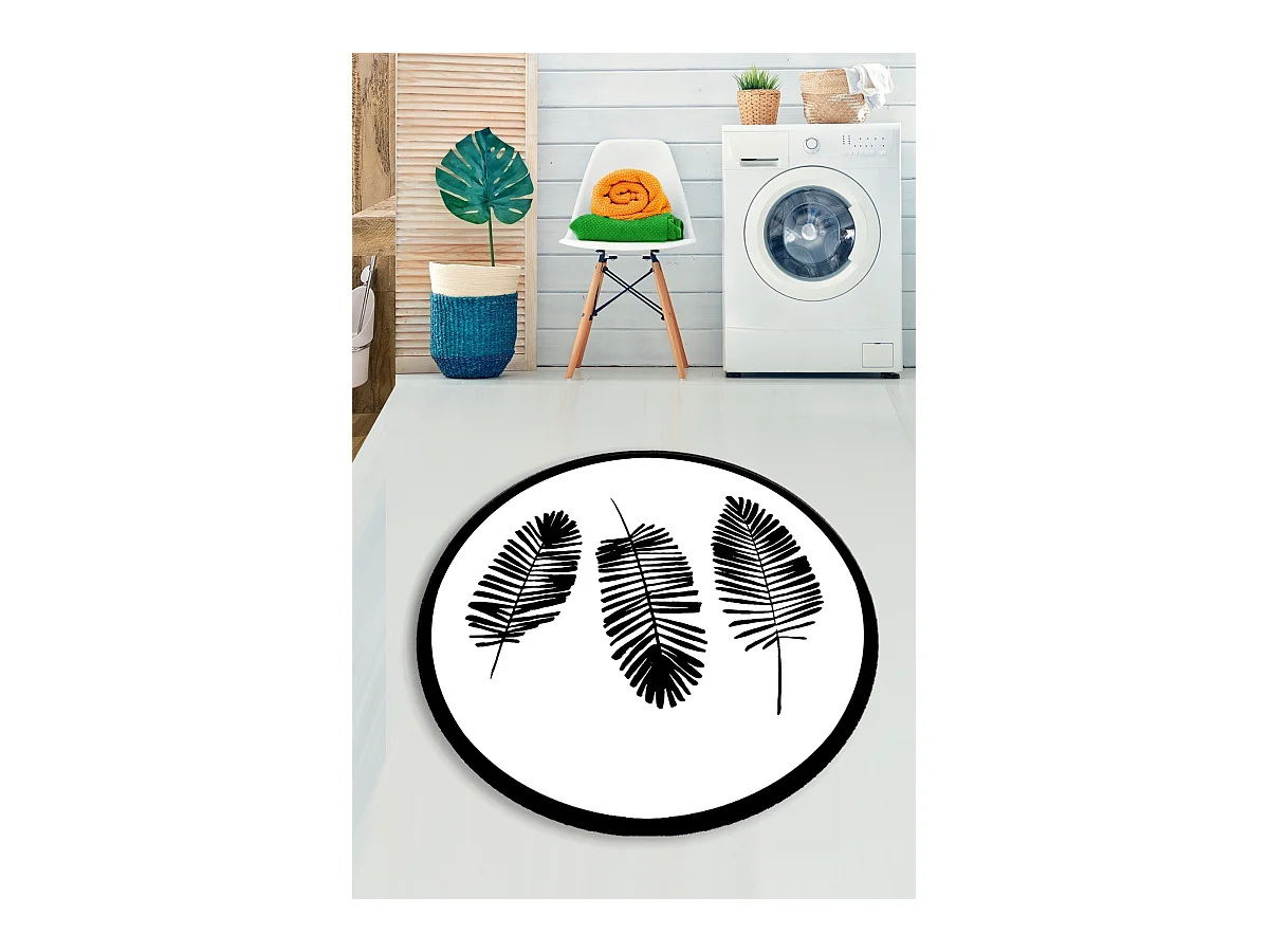 Alfombra de baño Hoja (200) blanco negro