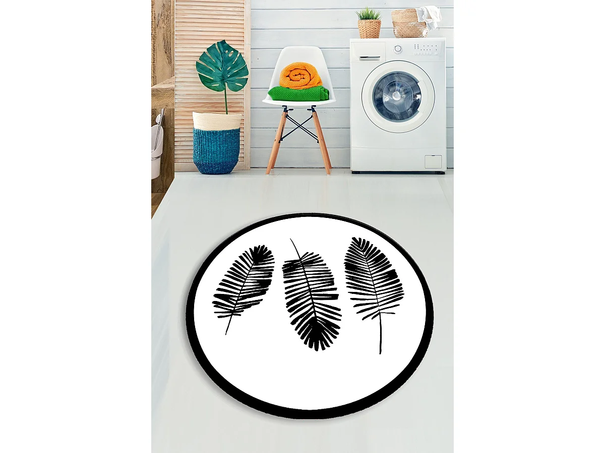 Alfombra de baño Hoja (200) blanco negro