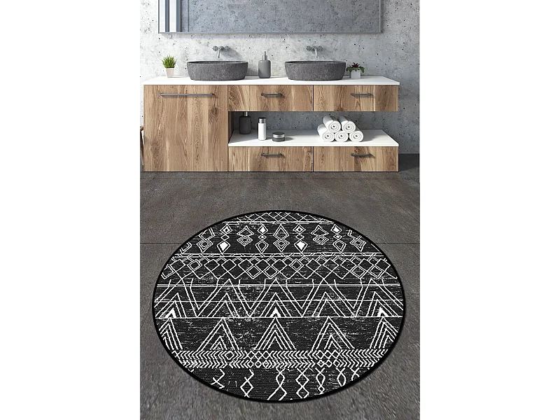 Alfombra de baño Straordinario Black Circle Djt 80 antracita negro blanco