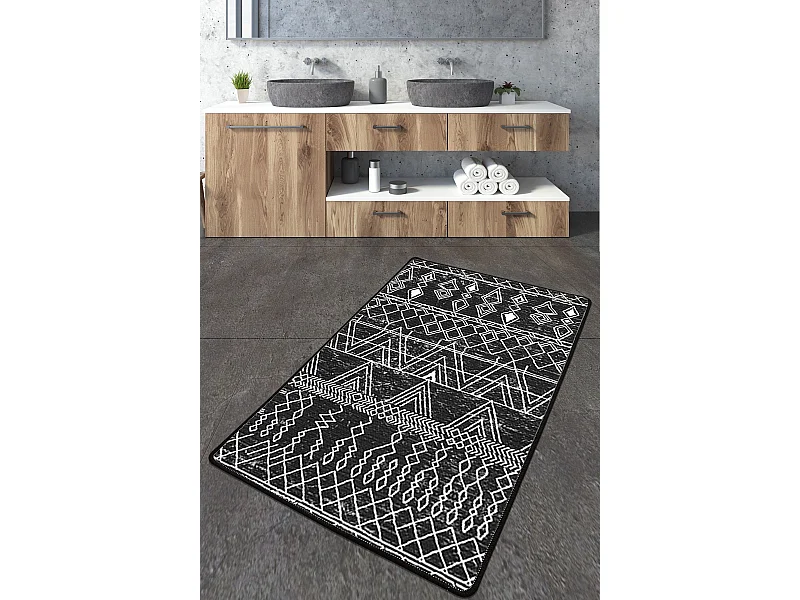Alfombra de baño Straordinario Black Djt 80x100 antracita negro blanco