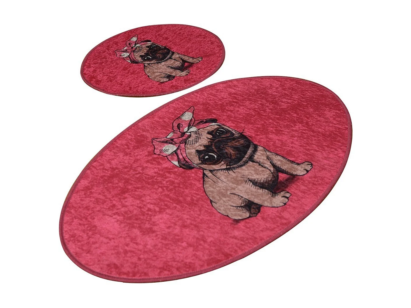 Alfombra de baño Set (2 piezas) Pink Pug multicolor