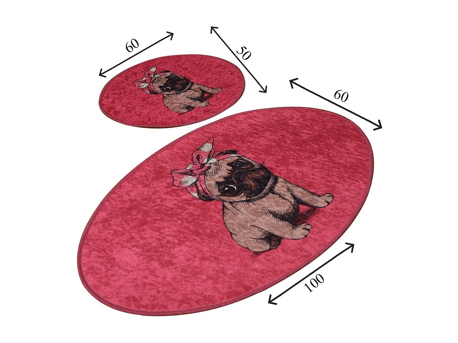 Alfombra de baño Set (2 piezas) Pink Pug multicolor