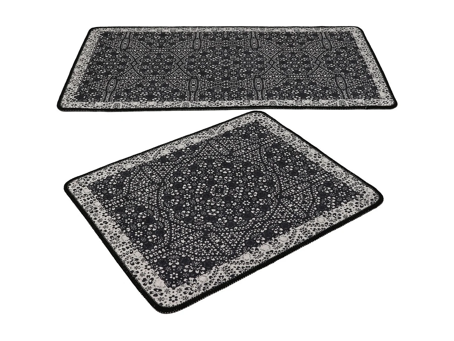 Alfombra de baño Set (2 piezas) Paisley DJT antracita negro blanco