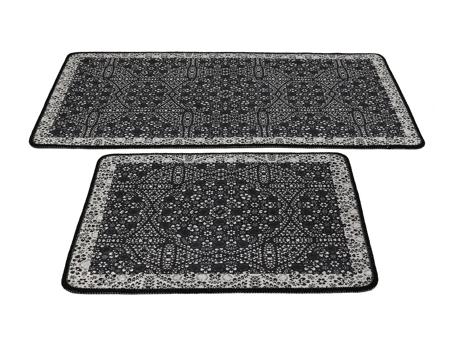 Alfombra de baño Set (2 piezas) Paisley DJT antracita negro blanco