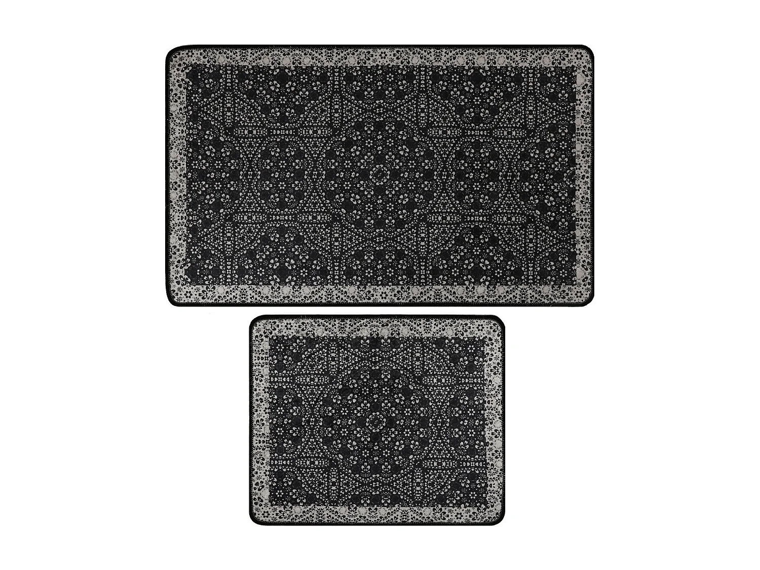 Alfombra de baño Set (2 piezas) Paisley DJT antracita negro blanco