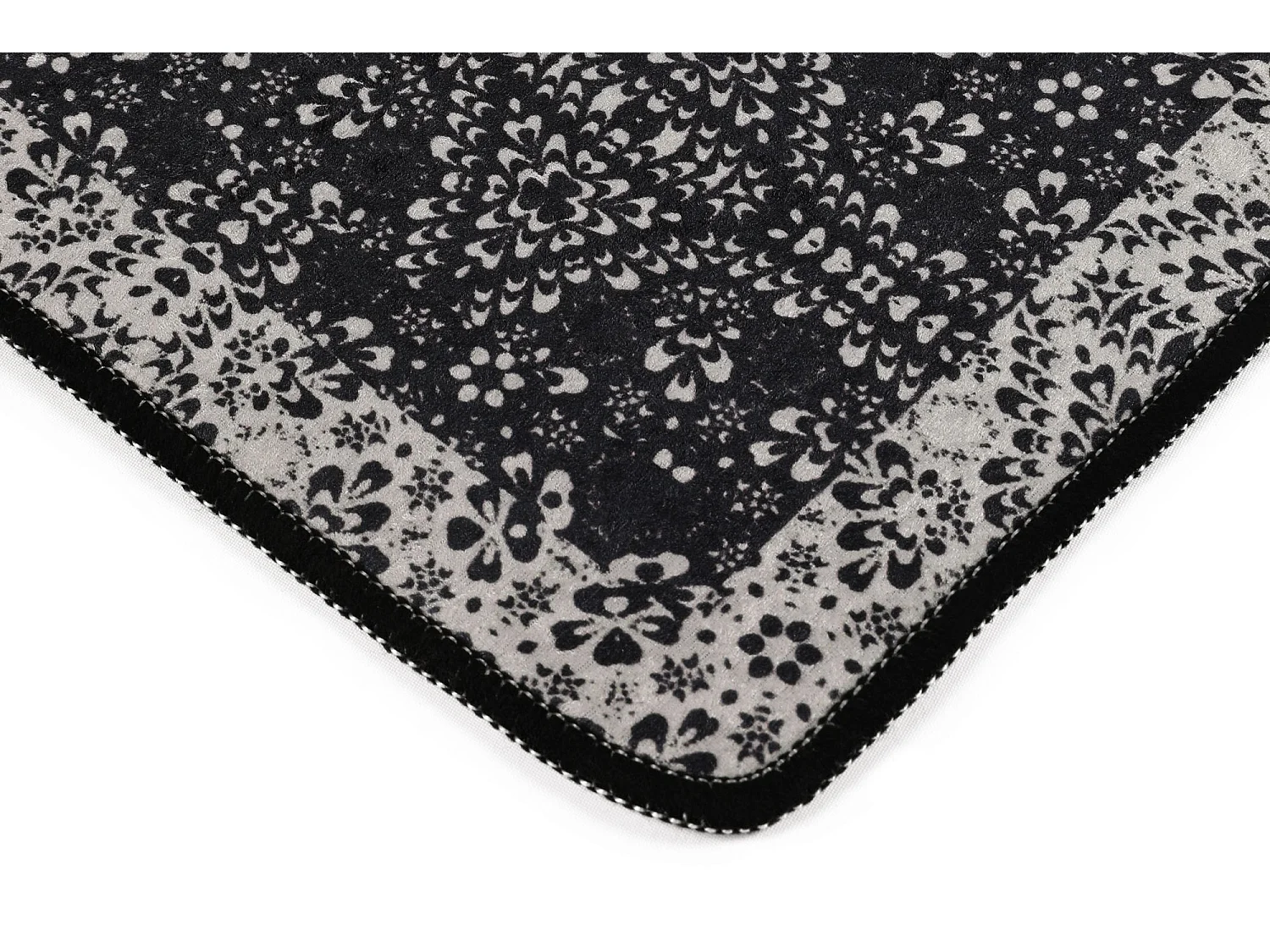Alfombra de baño Set (2 piezas) Paisley DJT antracita negro blanco