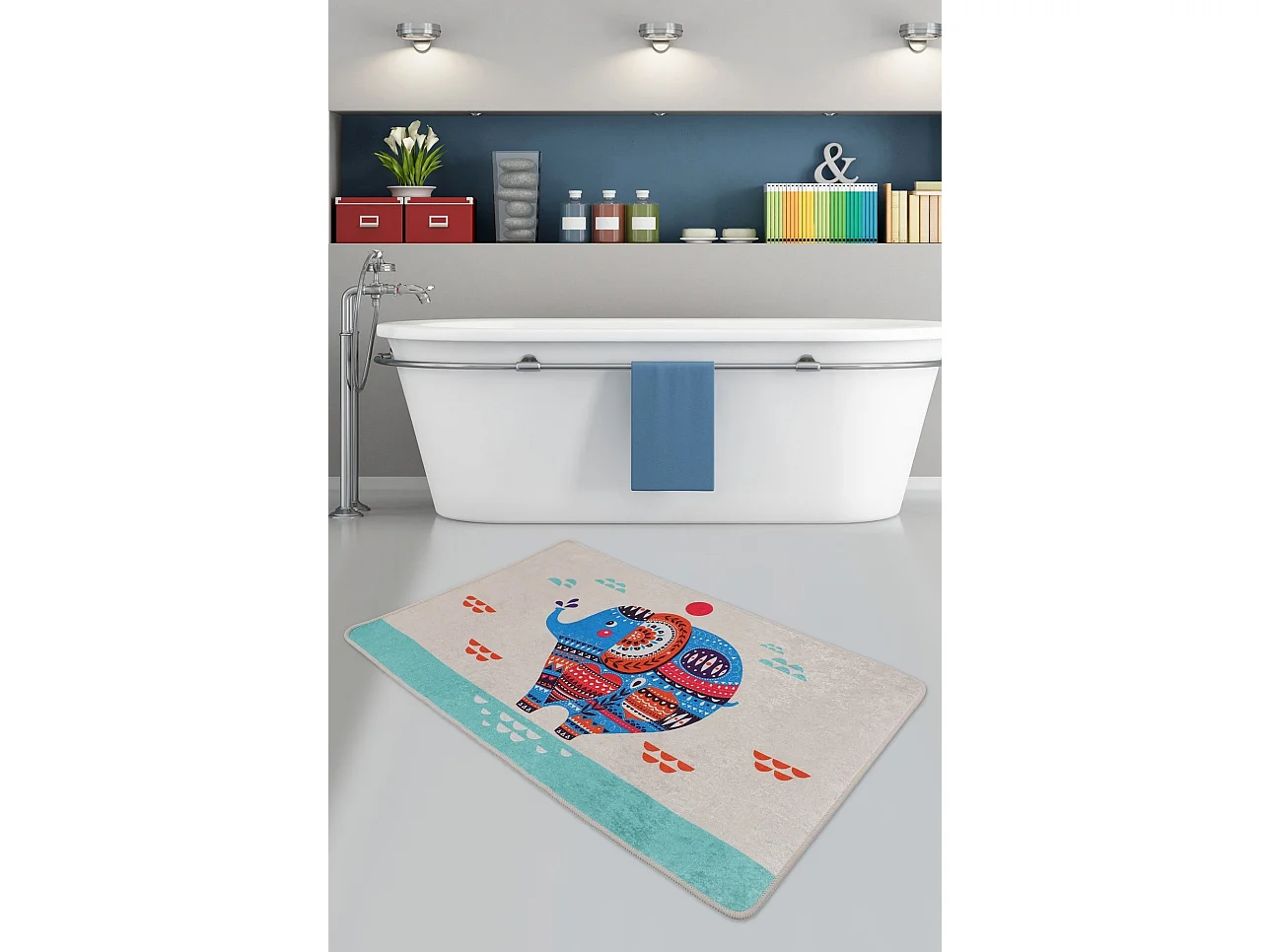 Alfombra de baño Etnik Fil Kare DJT multicolor