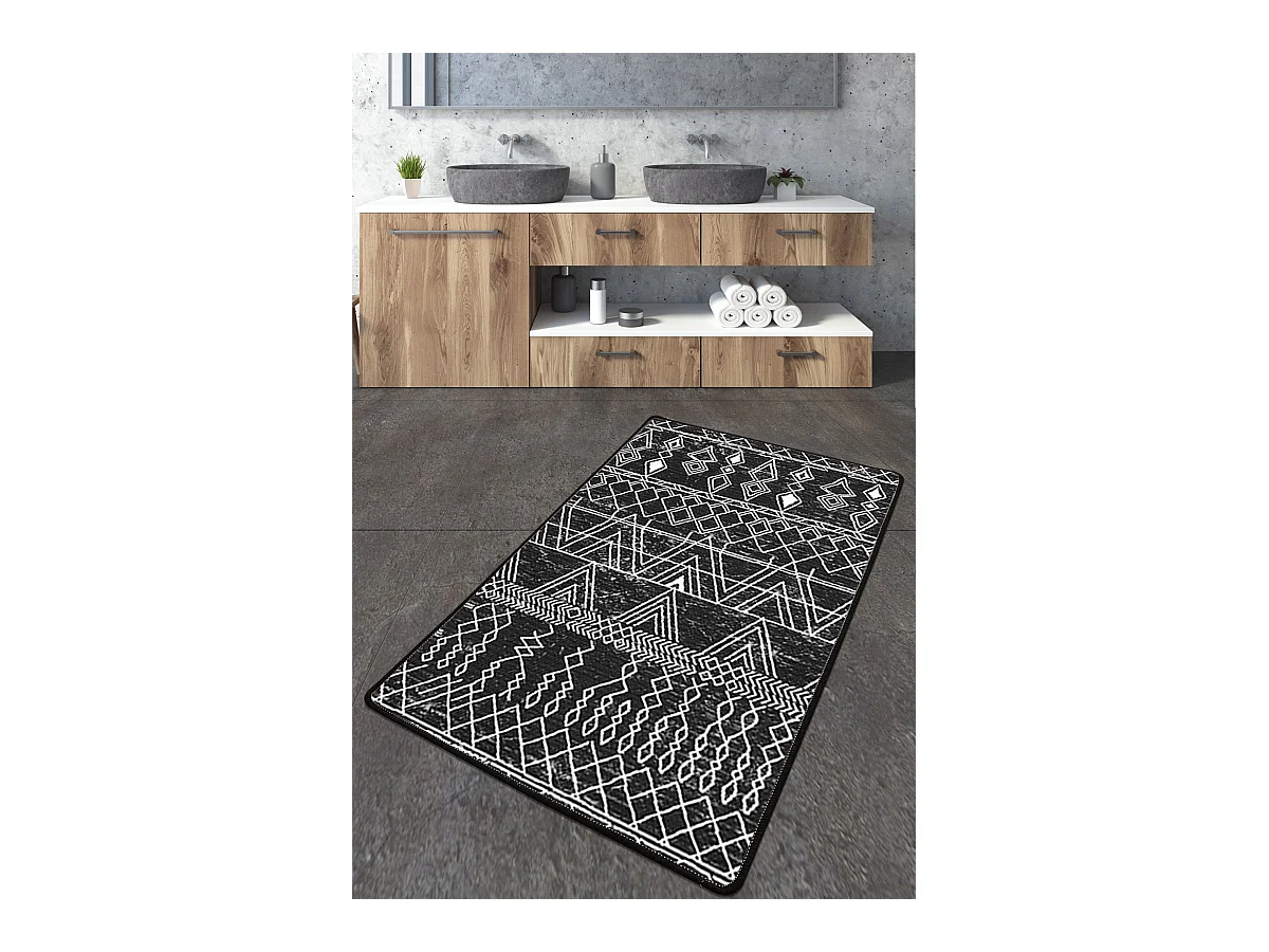 Alfombra de baño Straordinario Black Djt 70x120 antracita negro blanco
