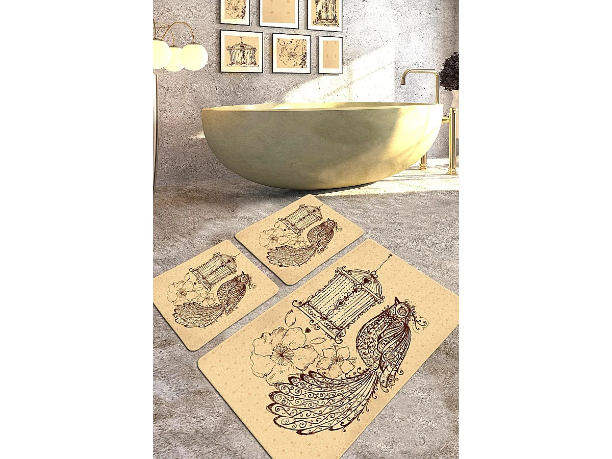 Alfombra de baño Set (3 piezas) Malurus camel marrón