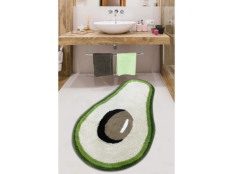 Alfombra de baño Zavoka negro verde blanco