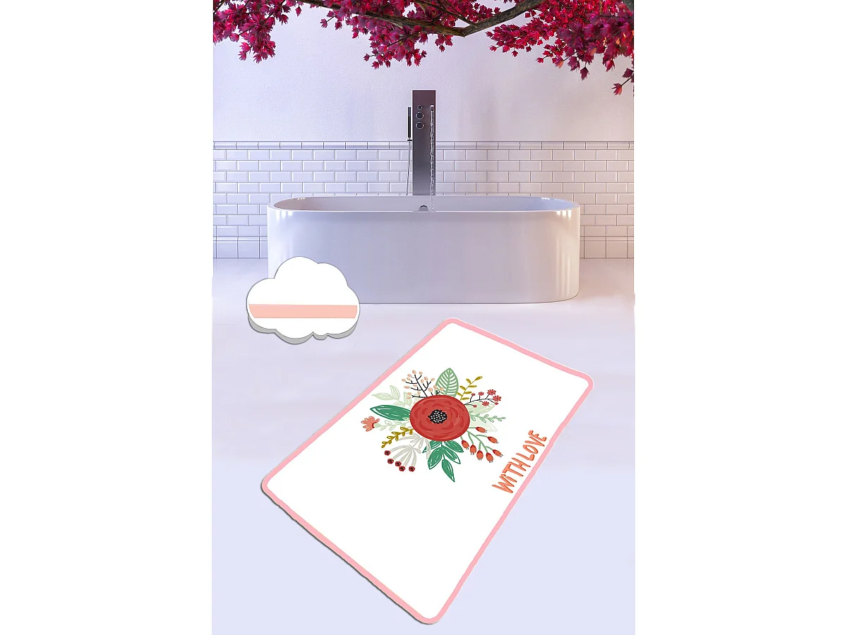 Alfombra de baño With Love (80 x 100) multicolor