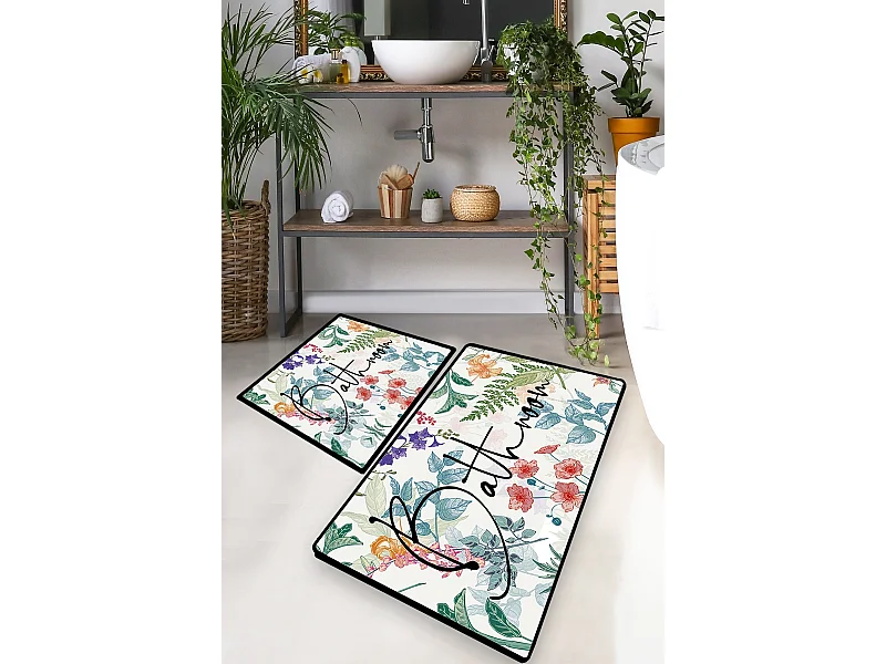 Alfombra de baño Set (2 piezas) Green In Flower multicolor