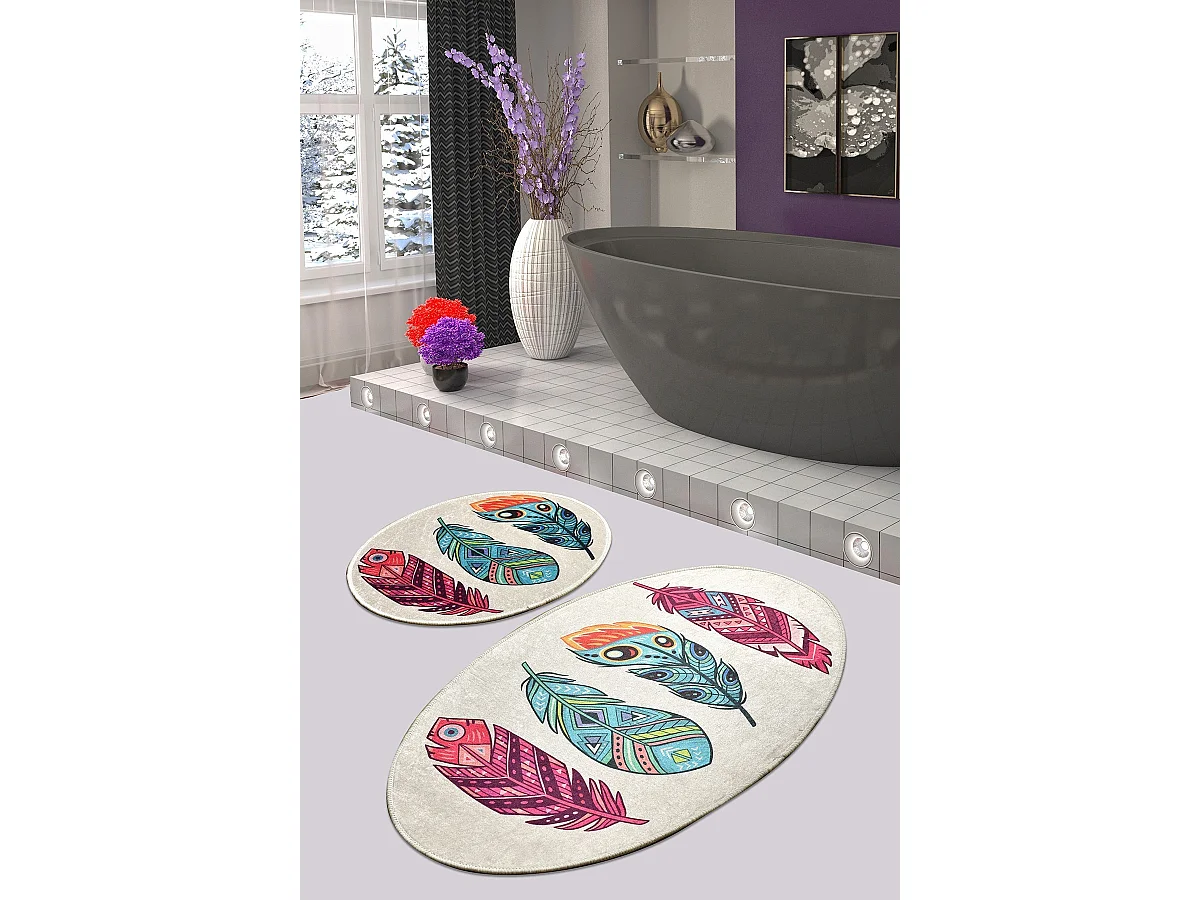 Alfombra de baño Set (2 piezas) Feather DJT multicolor
