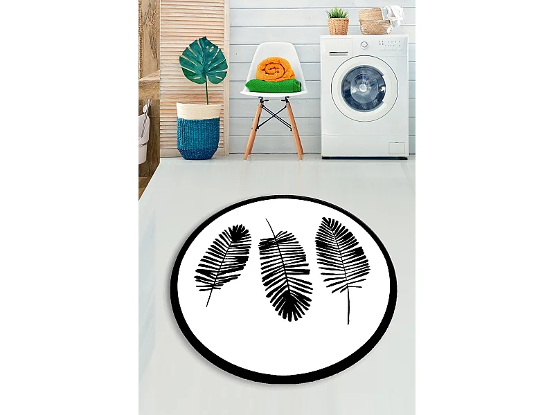 Alfombra de baño Hoja (120) blanco negro