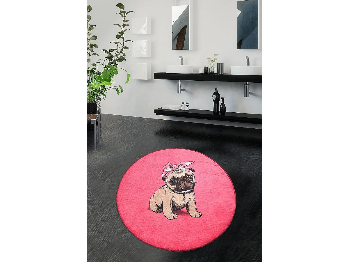 Alfombra de baño Pink Pug DJT (100 cm) multicolor