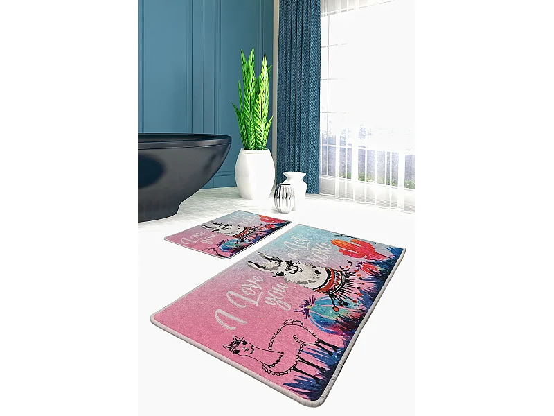 Alfombra de baño Set (2 piezas) White Lama multicolor