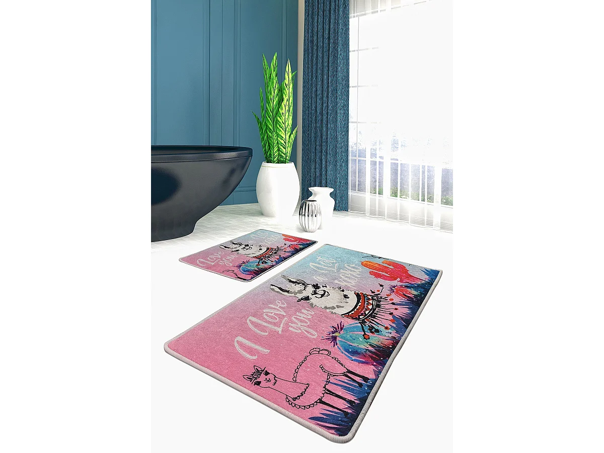 Alfombra de baño Set (2 piezas) White Lama multicolor